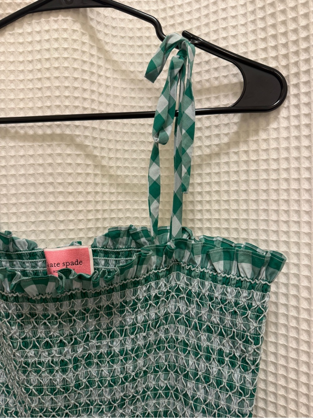 kate spade Green and White Gingham Smocked Dress - XL - Picture 5 of 9